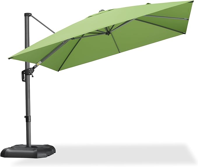 PURPLE LEAF 10 Feet Patio Umbrella Outdoor Cantilever Square Umbrella Aluminum Offset Umbrella with 360-degree Rotation for Garden Deck Pool Patio Apple Green