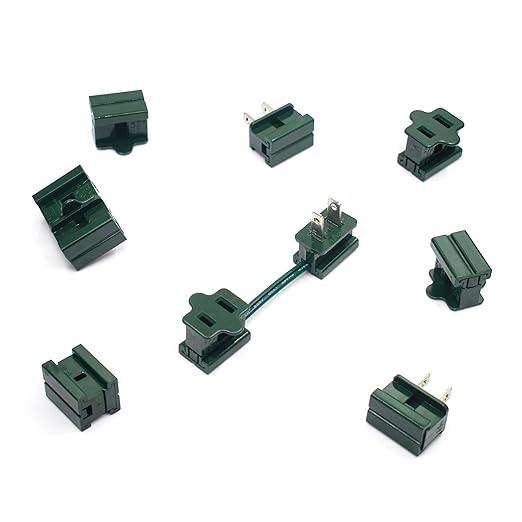 SPT-2 Vampire Plug Green Set Extension Cord End Replacement Plug Connector for Indoor Outdoor Christmas Light Strings and Small Household Appliances, UL Listed DIY Project 30 Pack