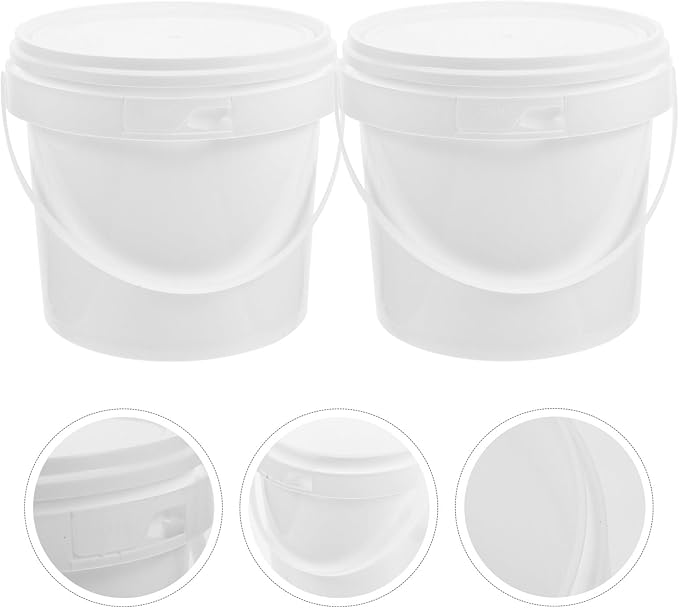 BESTonZON 2pcs Toy Portable Handle Bucket, Heavy Food Grade Household Kids Tub Ice Treasure Duty Container Buckets, 2L Storage Bucket
