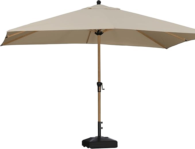 PURPLE LEAF 9' x 11.5' Patio Umbrella Outdoor Table Umbrella Rectangular Aluminum Market Umbrella with 8 Sturdy Ribs & Crank Outdoor Umbrellas for Garden Deck Patio, Beige