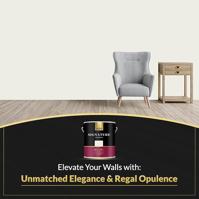 EVOLVE Signature Paint & Primer: Luxury Paint & Primer for Indoor & Outdoor Surfaces, Minimal Odor, Eggshell Sheen (Gypsum White, 1 Gallon)