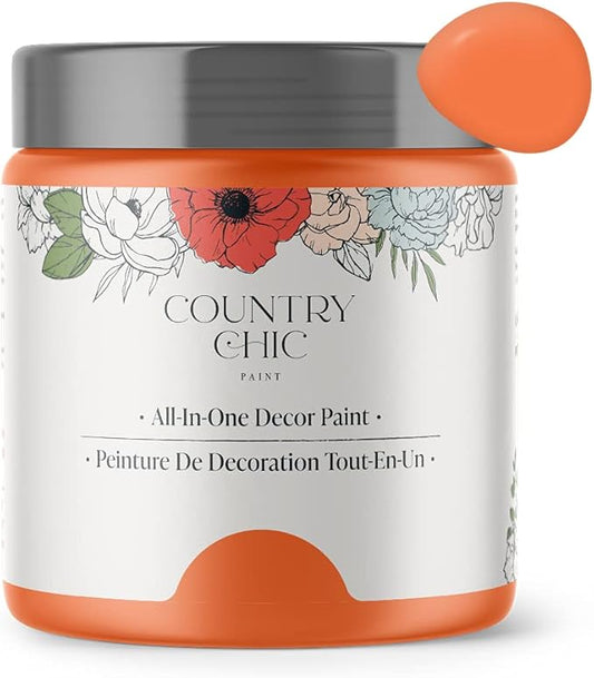 Country Chic All-in-One Chalk Paint for Furniture, Cabinets, Home Decor, Eco-Friendly, Matte Finish, Built-In Primer & Top Coat for Wood, Metal - Persimmon (Orange) - 4 oz (118 ml)