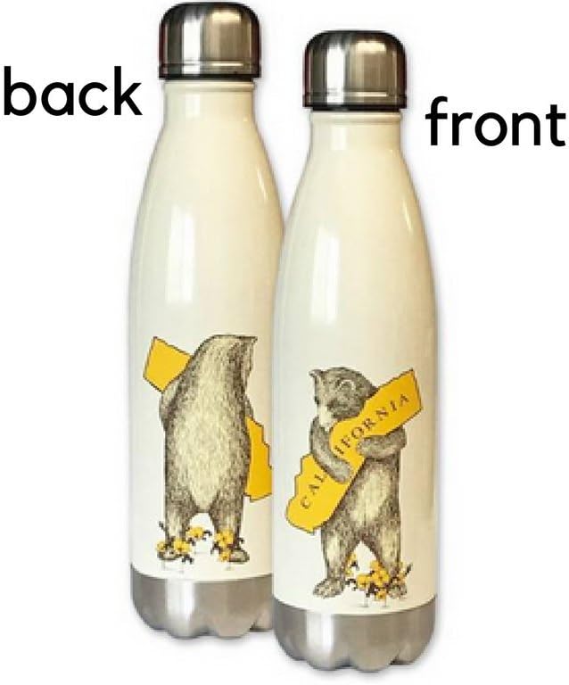 I Love California Bear Hug Stainless Steel Water Bottle - Antique White