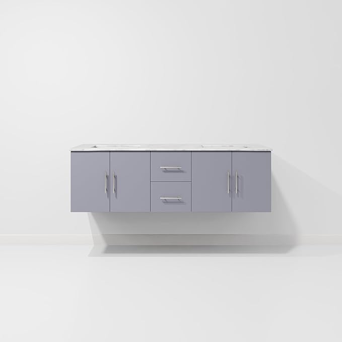 Sonoma 60 in. W x 22 in. D Dark Grey Double Bath Vanity and Carrara Marble Top