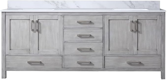 Big Sur 80 in. W x 22 in. D Distressed Grey Double Bath Vanity and Carrara Marble Top