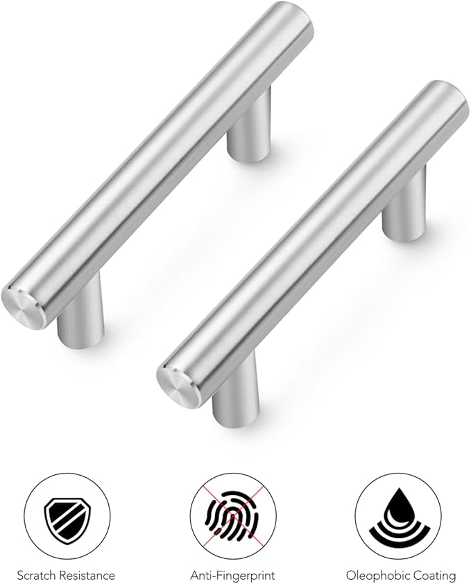 Ravinte 30 Pack | 4" Cabinet Pulls Brushed Nickel Stainless Steel Kitchen Cupboard Drawer Pulls Cabinet Handles 4 Inch Length，2-1/2 Inch Hole Center with Mounting