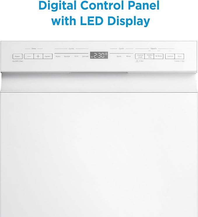 Midea MDF18A1AWW Built-in Dishwasher with 8 Place Settings, 6 Washing Programs, Stainless Steel Tub, Heated Dry, Energy Star, White