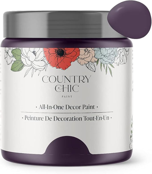 Country Chic All-in-One Chalk Paint for Furniture, Cabinets, Home Decor, Eco-Friendly, Matte Finish, Built-In Primer & Top Coat for Wood, Metal - Opulence (Purple) - 4 oz (118 ml)