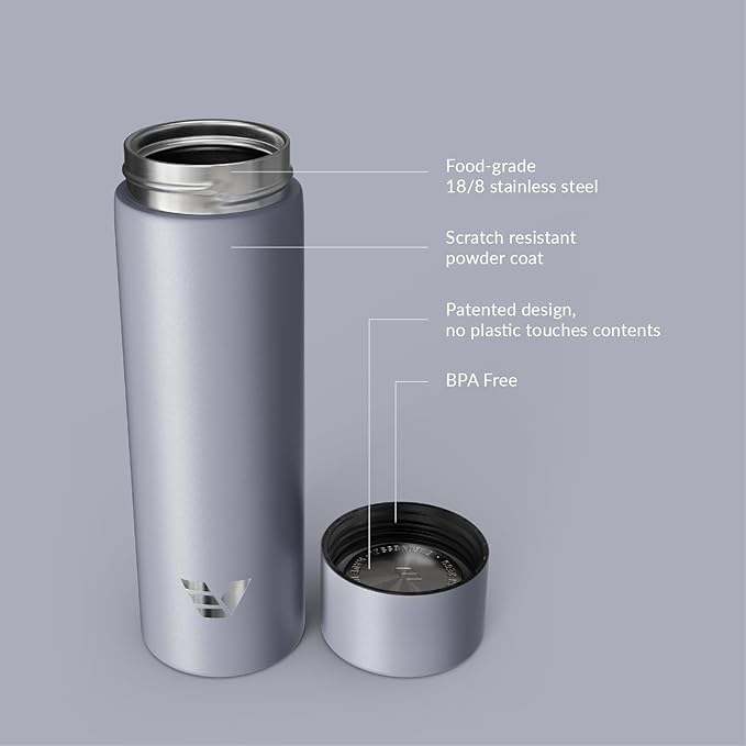 Mini Stainless Steel Water Bottle 14oz - Non-insulated | Designed for Bags | Slim, Lightweight & Stylish – Lilac