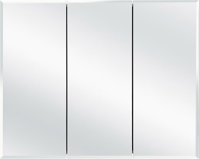 Design House Cyprus 36-in. Wide Medicine Cabinet, 3 Frameless Mirrored Doors, Pre-Assembled, Surface or Recess Mounted, White Clear, 36.3 in. W x 4.4 in. D x 30.1 in. H, 597500