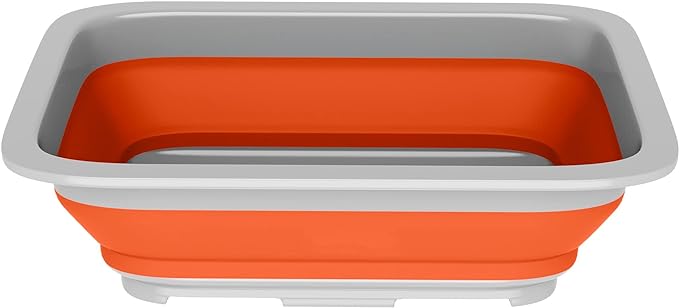 Collapsible Ice Bucket - 7.27-Liter Portable Outdoor Multi-Use Basin, Dish Tub, and Storage Basket for Camping and Tailgating by Wakeman (Orange)