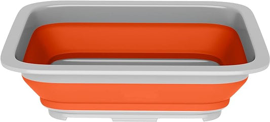 Collapsible Ice Bucket - 7.27-Liter Portable Outdoor Multi-Use Basin, Dish Tub, and Storage Basket for Camping and Tailgating by Wakeman (Orange)