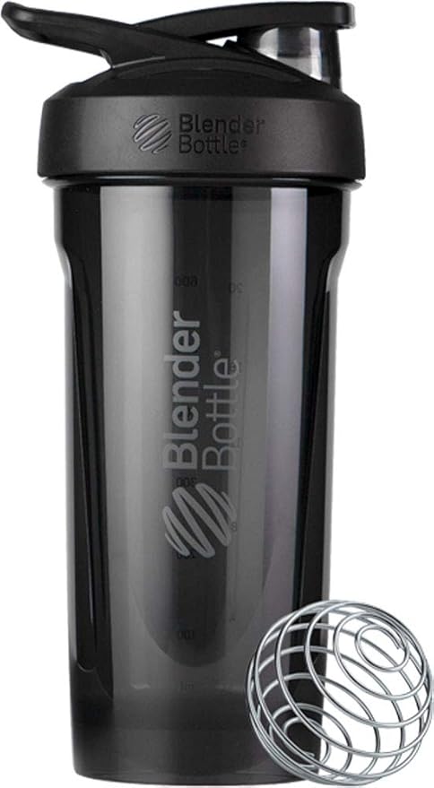 BlenderBottle 28-Ounce Strada Shaker Cups for Protein Shakes, Black and Blue