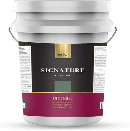 EVOLVE Signature Paint & Primer: Luxury Paint & Primer for Indoor & Outdoor Surfaces, Minimal Odor, Eggshell Sheen (Cadet Green, 5 Gallon)