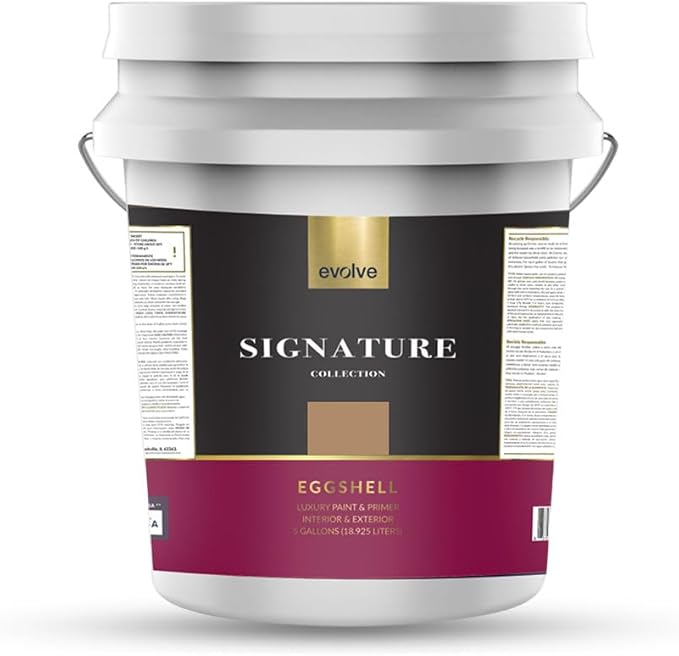 EVOLVE Signature Paint & Primer: Luxury Paint & Primer for Indoor & Outdoor Surfaces, Minimal Odor, Eggshell Sheen (Bread Brown, 5 Gallon)