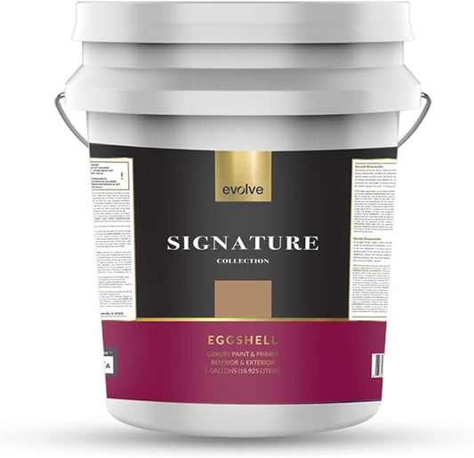 EVOLVE Signature Paint & Primer: Luxury Paint & Primer for Indoor & Outdoor Surfaces, Minimal Odor, Eggshell Sheen (Bread Brown, 5 Gallon)