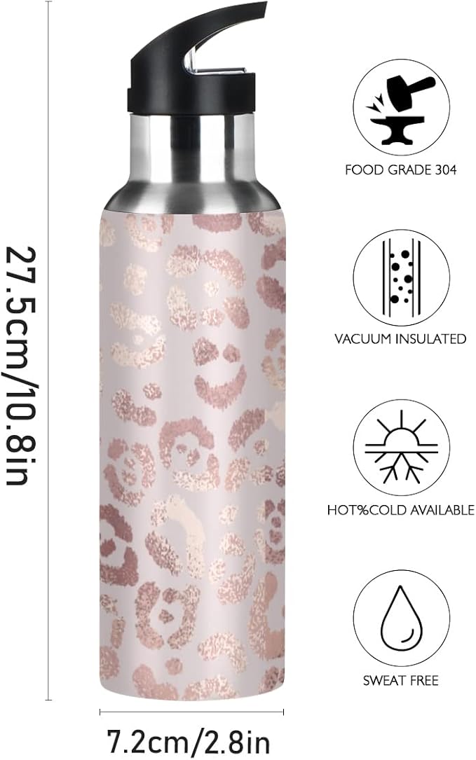 MNSRUU Insulated Water Bottle with Straw, Rainbow and Unicorns Stainless Steel Flasks for Sports Cycling Hiking School