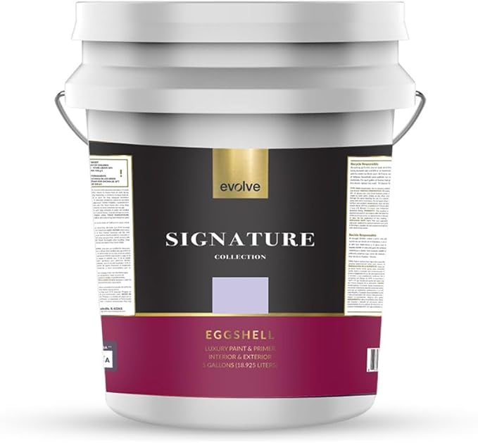 EVOLVE Signature Paint & Primer: Luxury Paint & Primer for Indoor & Outdoor Surfaces, Minimal Odor, Eggshell Sheen (Light Lilac, 5 Gallon)