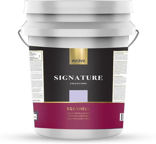 EVOLVE Signature Paint & Primer: Luxury Paint & Primer for Indoor & Outdoor Surfaces, Minimal Odor, Eggshell Sheen (Light Lilac, 5 Gallon)