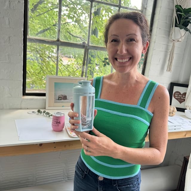 Moonlight Makers Blue 16oz Protein Shaker Bottle with Steel Whisk Ball, Leakproof Gym Bottle, Shaker Cups for Protein Shakes, Dishwasher Safe, Fitness Gifts, Preworkout Drink Mixer