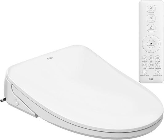 R&T V303 Auto-Open Smart Bidet Toilet Seat, Elongated Electric Bidets with Warm Water, Air Dryer, Adjustable Heated Seat, Nightlight, Bidet Attachment for Toilet