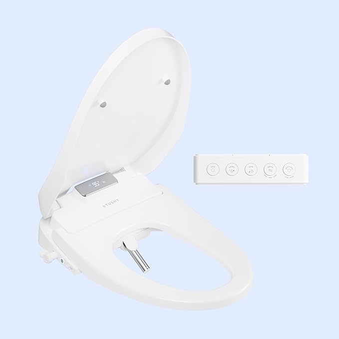 TUSHY Aura Luxury Bidet Seat | Heated Toilet Seat with Temperature Control, Water & Dryer. Instant Warm Water for a Comfortable Clean (Remote Control & Auto Open w/Soft Close Lid), Elongated