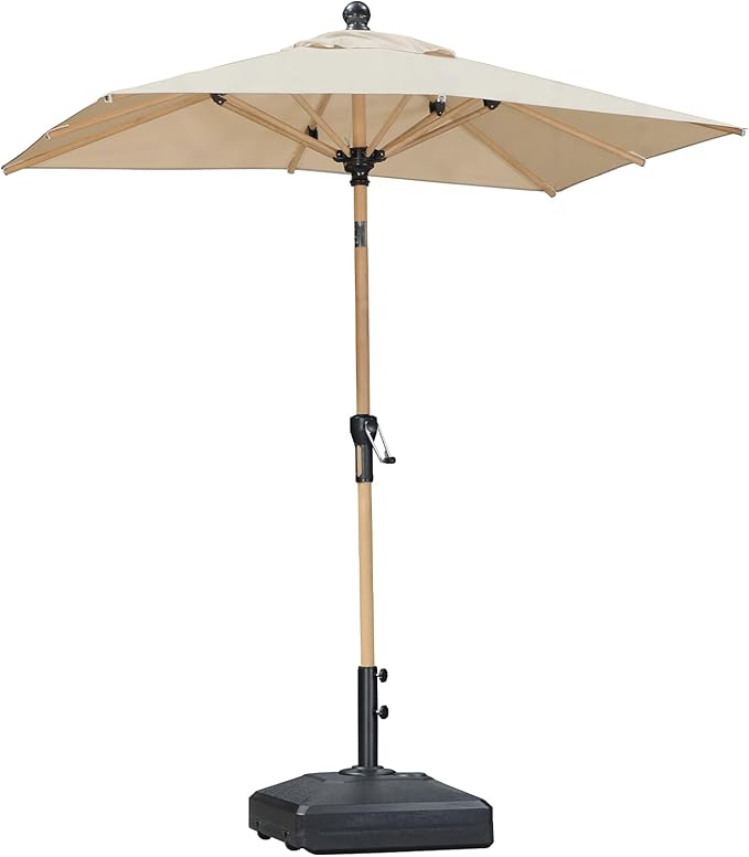PURPLE LEAF 4' x 6' Market Umbrella Patio Umbrella Outdoor Table Umbrella Aluminum with Push Button Tilt & 8 Sturdy Ribs and Crank Rectangular Outdoor Umbrellas for Pool Backyard Beach, Beige
