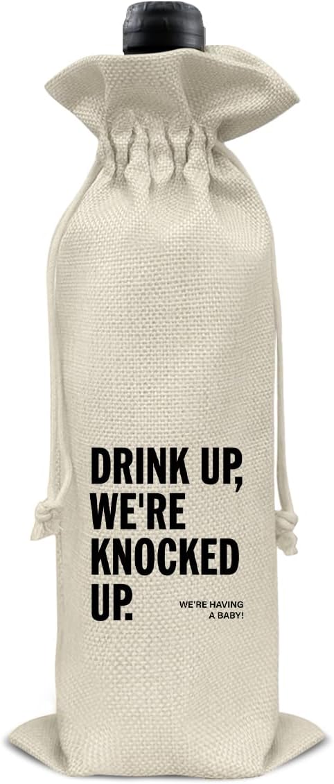 Funny Pregnancy Announcement Wine Bag, Baby Announcements Gifts for New Grandparents Aunt Uncle Friends, Pregnant Reveal Wine Gift Bag