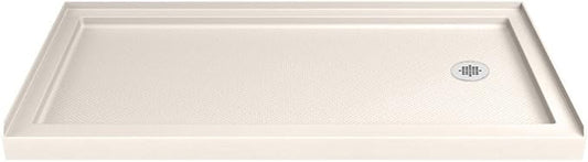 DreamLine SlimLine 32 in. D x 60 in. W x 2 3/4 in. H Right Drain Single Threshold Shower Base in Biscuit, DLT-1132602-22