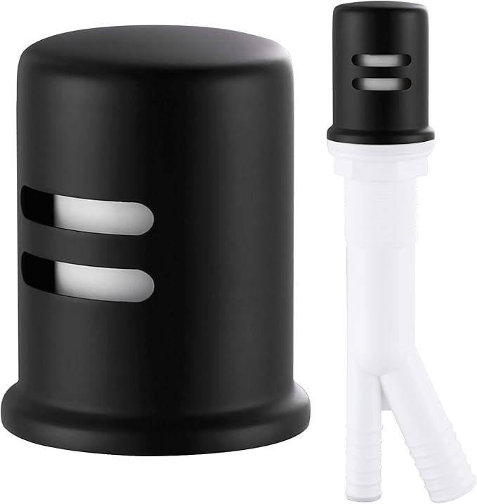 Dishwasher Air Gap Cover, Dishwasher Air Gap Cap for Kitchen Sink, Solid Brass Dishwasher Overflow Vent Cap Replacement Kit, Matte Black