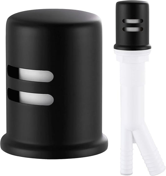 Dishwasher Air Gap Cover, Dishwasher Air Gap Cap for Kitchen Sink, Solid Brass Dishwasher Overflow Vent Cap Replacement Kit, Matte Black