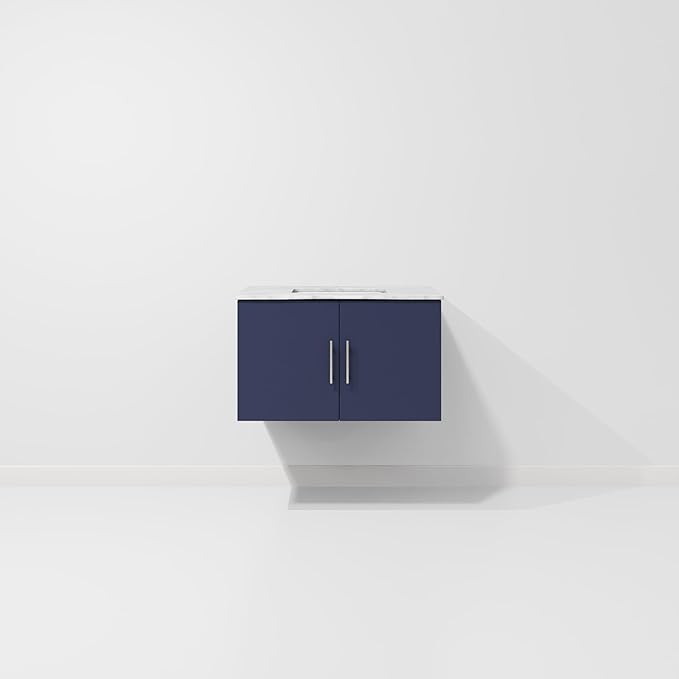 Sonoma 30 in. W x 22 in. D Navy Blue Bath Vanity and Carrara Marble Top