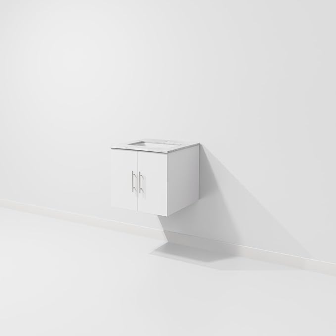 Sonoma 24" W x 22" D Glossy White Bath Vanity & Carrara Marble Top