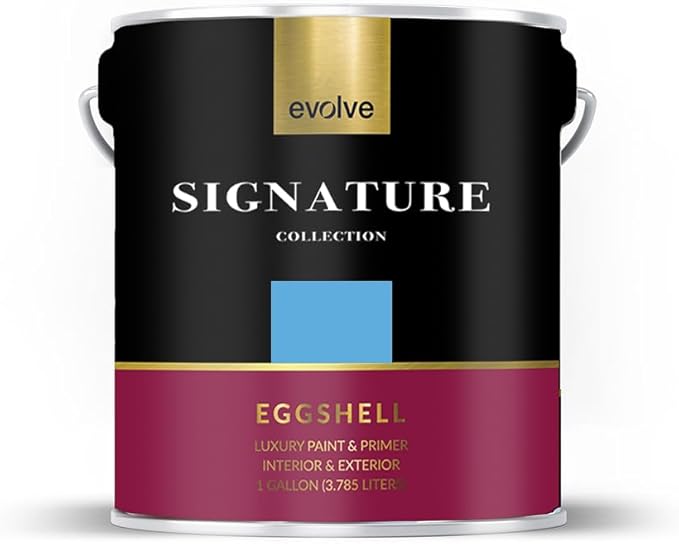 EVOLVE Signature Paint & Primer: Luxury Paint & Primer for Indoor & Outdoor Surfaces, Minimal Odor, Eggshell Sheen (Bimmer Blue, 1 Gallon)