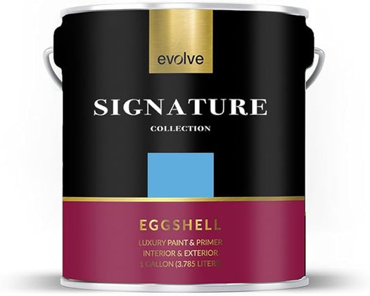 EVOLVE Signature Paint & Primer: Luxury Paint & Primer for Indoor & Outdoor Surfaces, Minimal Odor, Eggshell Sheen (Bimmer Blue, 1 Gallon)