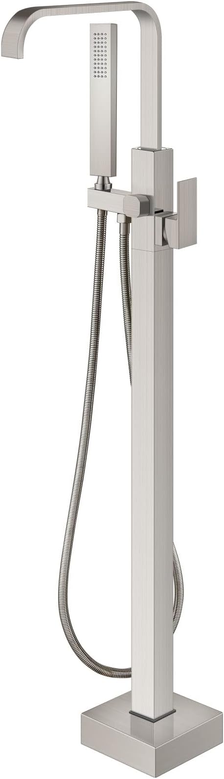 Aolemi Brushed Nickel Freestanding Bathtub Faucet Tub Filler Floor Mount Single Handle Brass Tap with Hand Shower