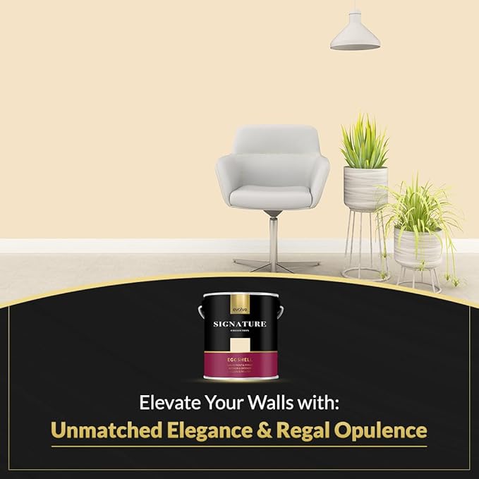 EVOLVE Signature Paint & Primer: Luxury Paint & Primer for Indoor & Outdoor Surfaces, Minimal Odor, Eggshell Sheen (Pinewood Yellow, 1 Gallon)