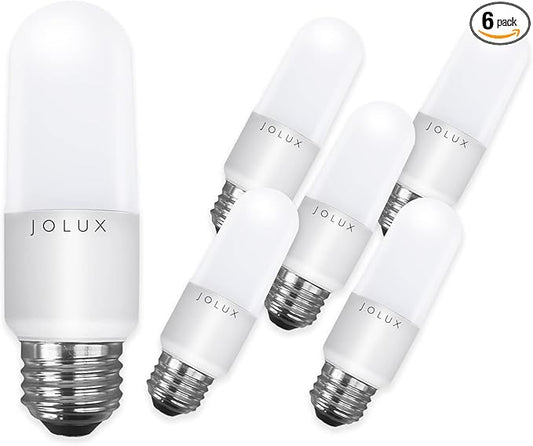 Jolux LED Stick Light Bulbs, Enclosed Fixture Rated, 60W Equivalent, 3000K Warm White,800 Lumen,Medium Screw Base E26 led Bulbs,Non-Dimmable,6 Count (Pack of 1)…