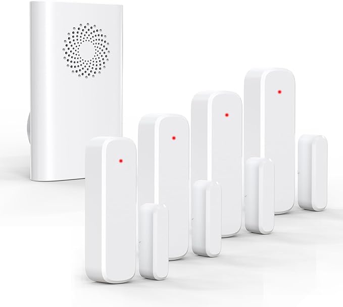 Wireless Door Chime, Door Open Sensor Alarm When Entry Business/Office/Store (500ft Range 51 Ringer Adjustable Volume) Home Alert Bell for Kid/Toddler Safety,1 Receiver +4 Sensors