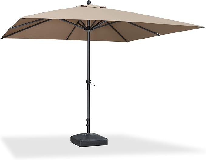 PURPLE LEAF 10' x 10' Square Patio Umbrella Outdoor Table Umbrella Aluminum Frame Market Umbrella Sun Umbrella with 8 Sturdy Ribs for Garden Deck Lawn Pool Taupe