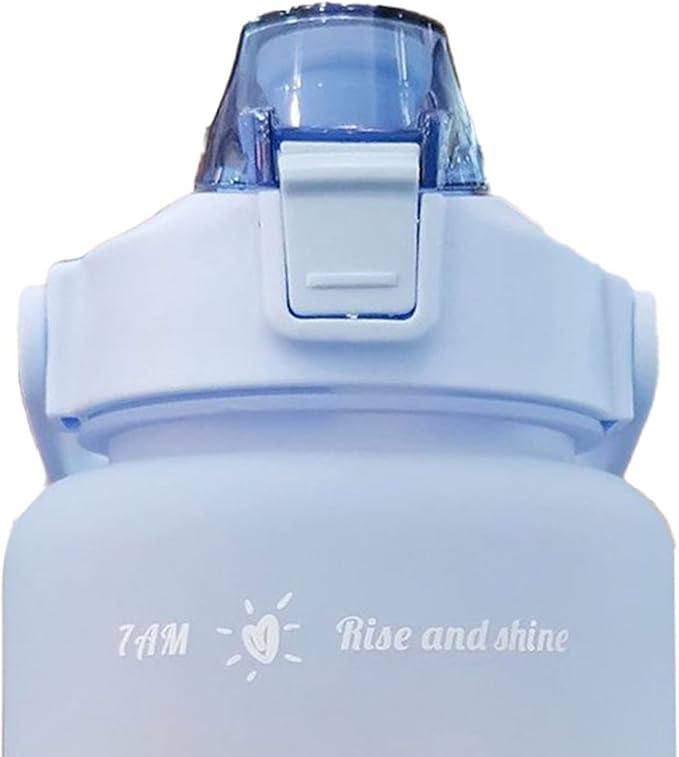 Frosted Gradient Color Rinking Bottles with Straw, Open Leakage Proof Sports Water Cup for Office, Gym, Outdoor(Light Blue)