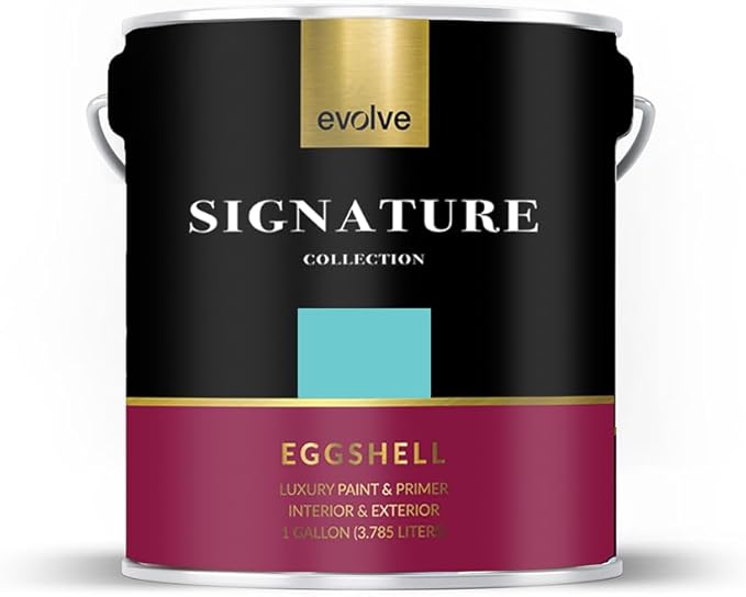 EVOLVE Signature Paint & Primer: Luxury Paint & Primer for Indoor & Outdoor Surfaces, Minimal Odor, Eggshell Sheen (1G & 5G) (Aqua Turquoise, 1 Gallon)