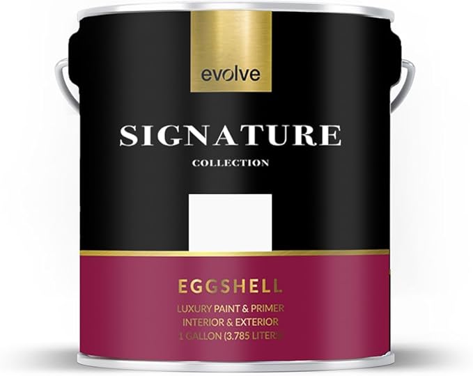 EVOLVE Signature Paint & Primer: Luxury Paint & Primer for Indoor & Outdoor Surfaces, Minimal Odor, Eggshell Sheen (Linen White, 1 Gallon)