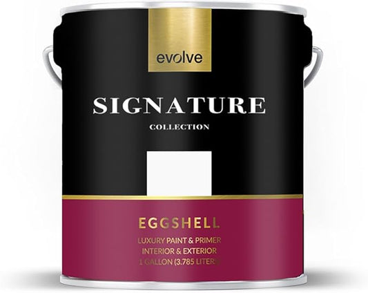 EVOLVE Signature Paint & Primer: Luxury Paint & Primer for Indoor & Outdoor Surfaces, Minimal Odor, Eggshell Sheen (Linen White, 1 Gallon)