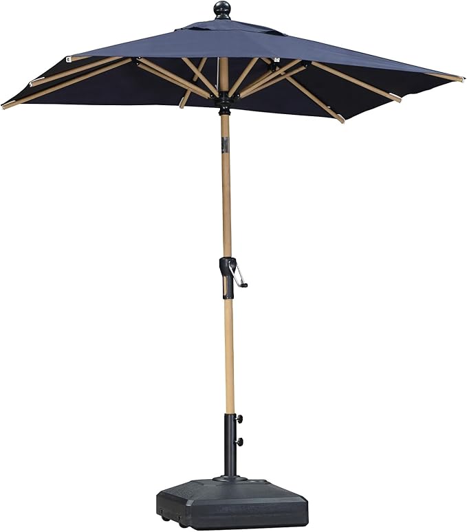 PURPLE LEAF 4' x 6' Market Umbrella Patio Umbrella Outdoor Table Umbrella Aluminum with Push Button Tilt & 8 Sturdy Ribs and Crank Rectangular Outdoor Umbrellas for Pool Backyard Beach, Navy Blue