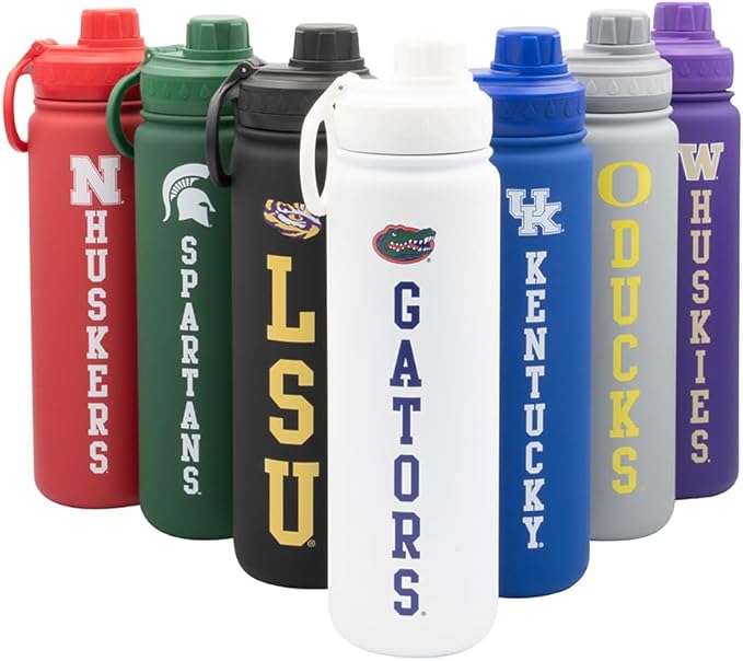 Florida Gators Water Bottle - White Double Walled Stainless Steel 24 oz Keeps Drinks Cold or Hot