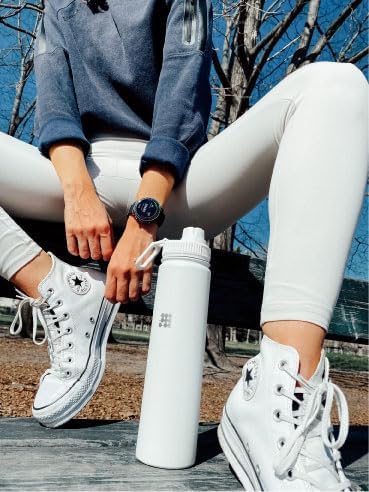 Cubitt Insulated Sports Hydro Water Bottle 24 oz, 2 Lids (Coffee Lid and Wide Mouth Twist Sports Lid), Stainless Steel, Double Walled. Cold for up to 24 hours, Hot for up to 12 hours. (White 24 oz)