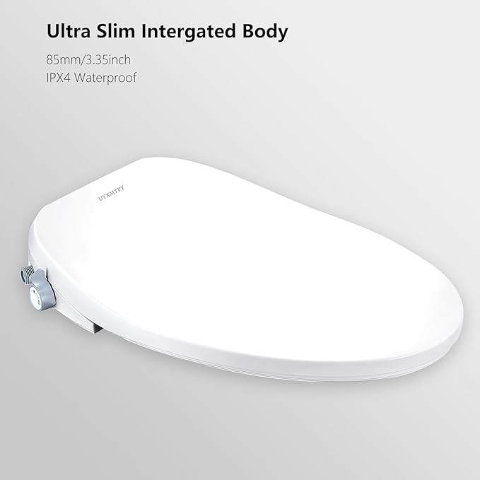 Elongated Electronic Bidet Toilet Seat with Wireless Remote Control,Heated Toilet Seats, Warm Air Dryer,Temperature Controlled Wash and Soft-close Functions (TE001-116)