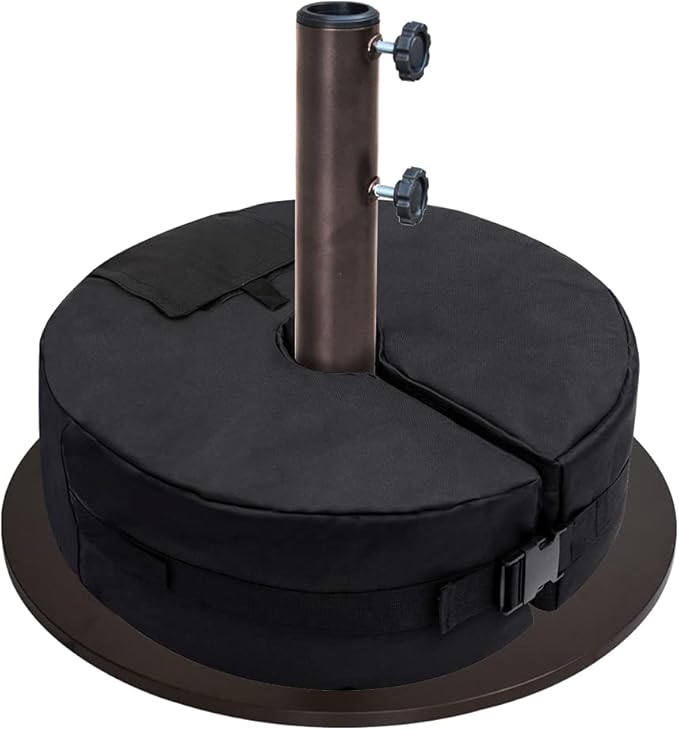 EliteShade USA Up to 140 lbs Round Umbrella Base Steel Plate Stand Market Patio Outdoor Heavy Duty Umbrella Holder, Bonus 18" Round Weight Sand Bag (Sand is not Included), Reddish-Brown