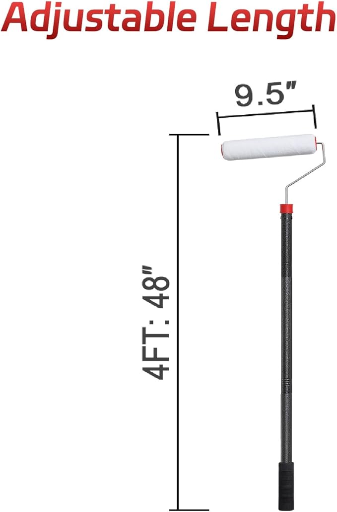 Professional Paint Roller Kit with 4 FT Extendable Pole, Multiple Sleeves - Premium Wall Painting Tools for Smooth Finish Indoor/Outdoor Use